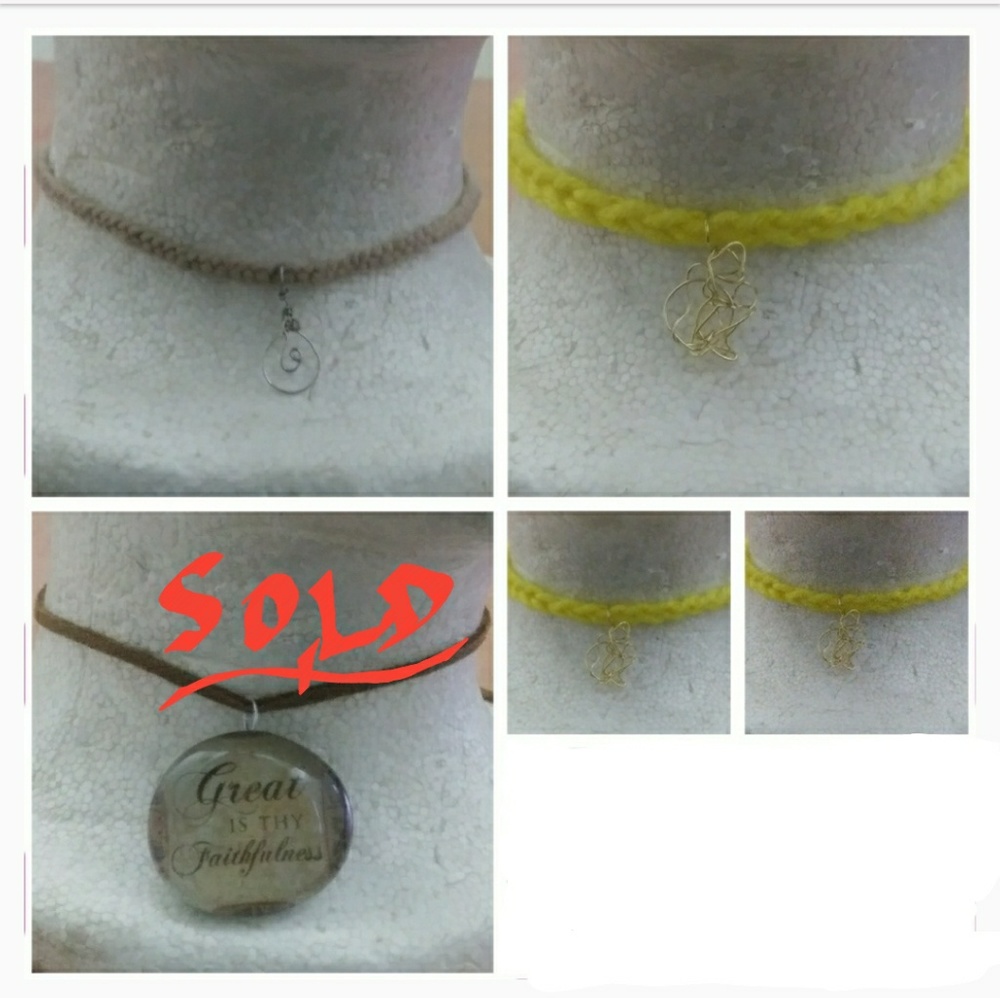 Bundle 2 Pendant Chokers(Free Crochet\Suede Chain)